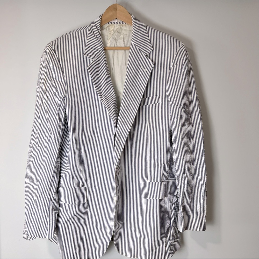Hixson Size M (38) Blue White Stripe Seersucker Jacket